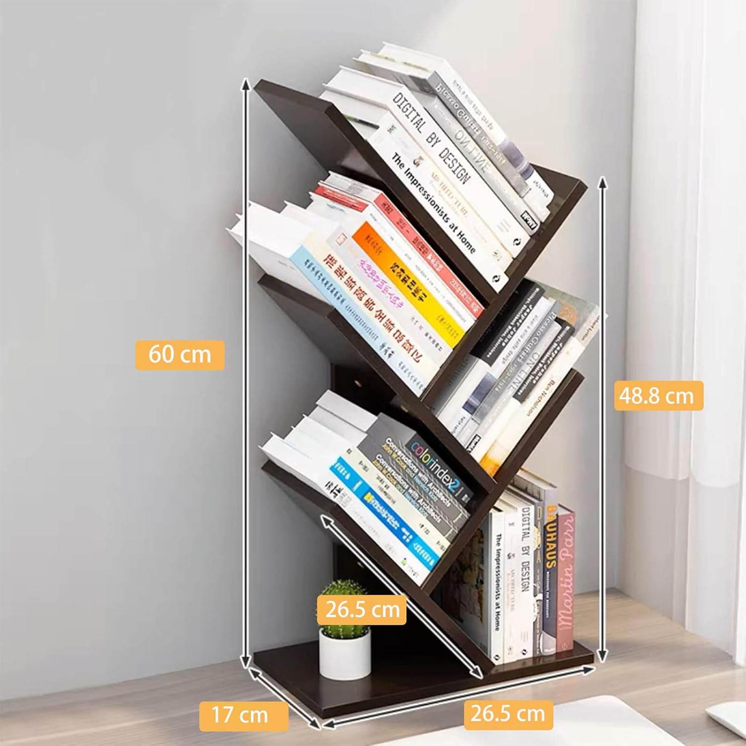 CARLA HOME 5-Tier Tree Bookshelf Storage Rack for Home Office or Bedroom (Black) - The Focus Station