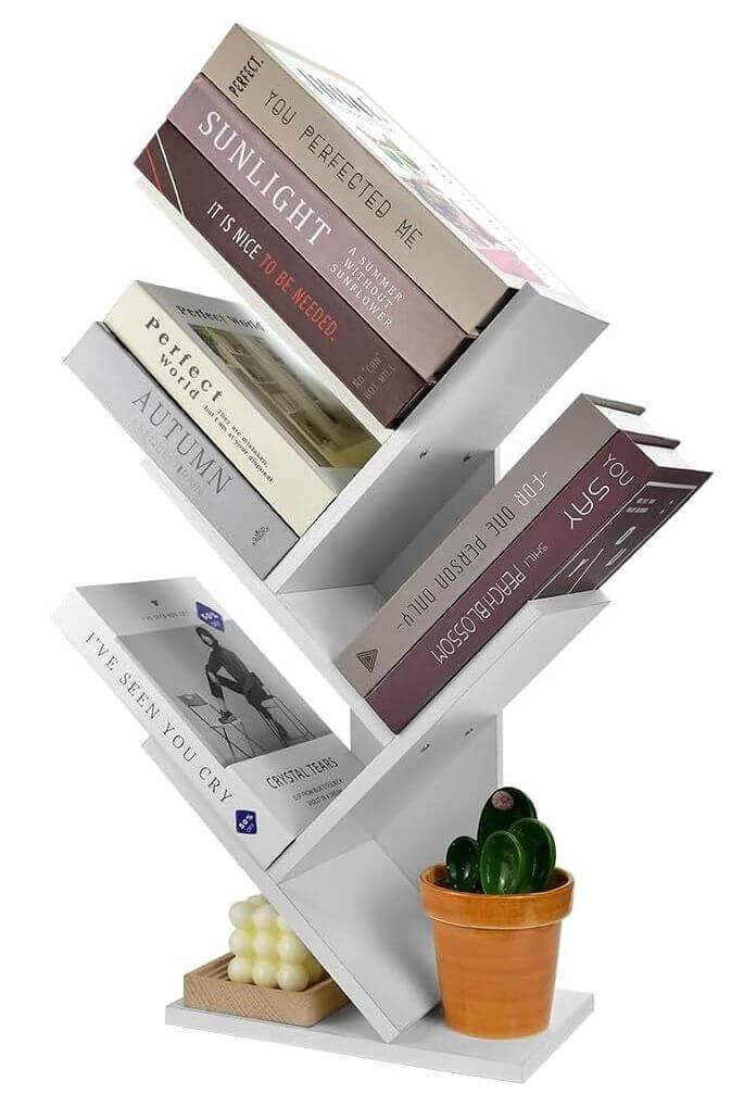 CARLA HOME 5-Tier Tree Bookshelf Storage Rack for Home Office or Bedroom (White) - The Focus Station