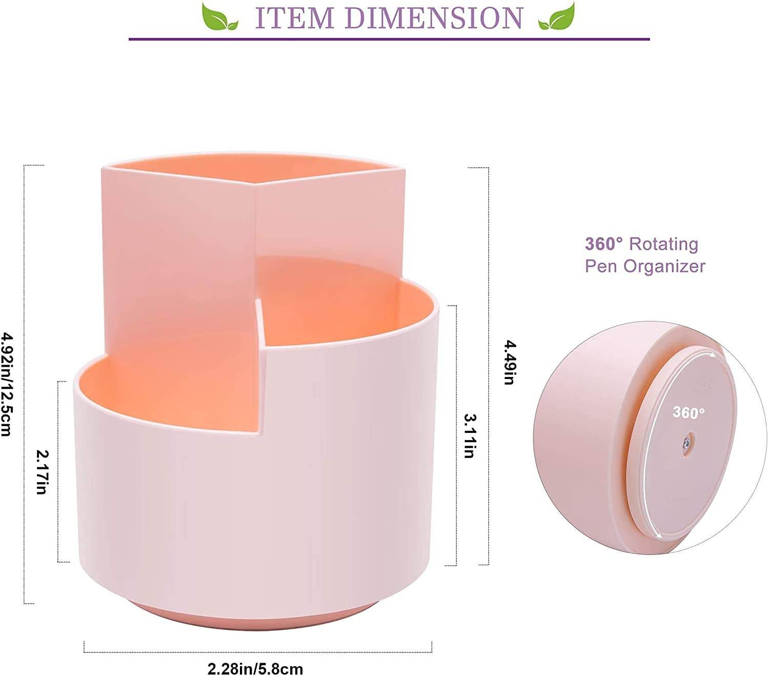 360° Rotating Multi-Functional Pen Holder with 3 separate layer for office desk organiser (Pink) - The Focus Station