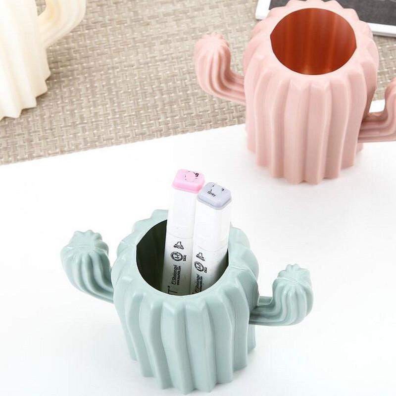 Cactus-shaped Vase Creative Desktop Pen Holder for Home Decor - Green - Home & Garden > Decor > Vases & Table Decor