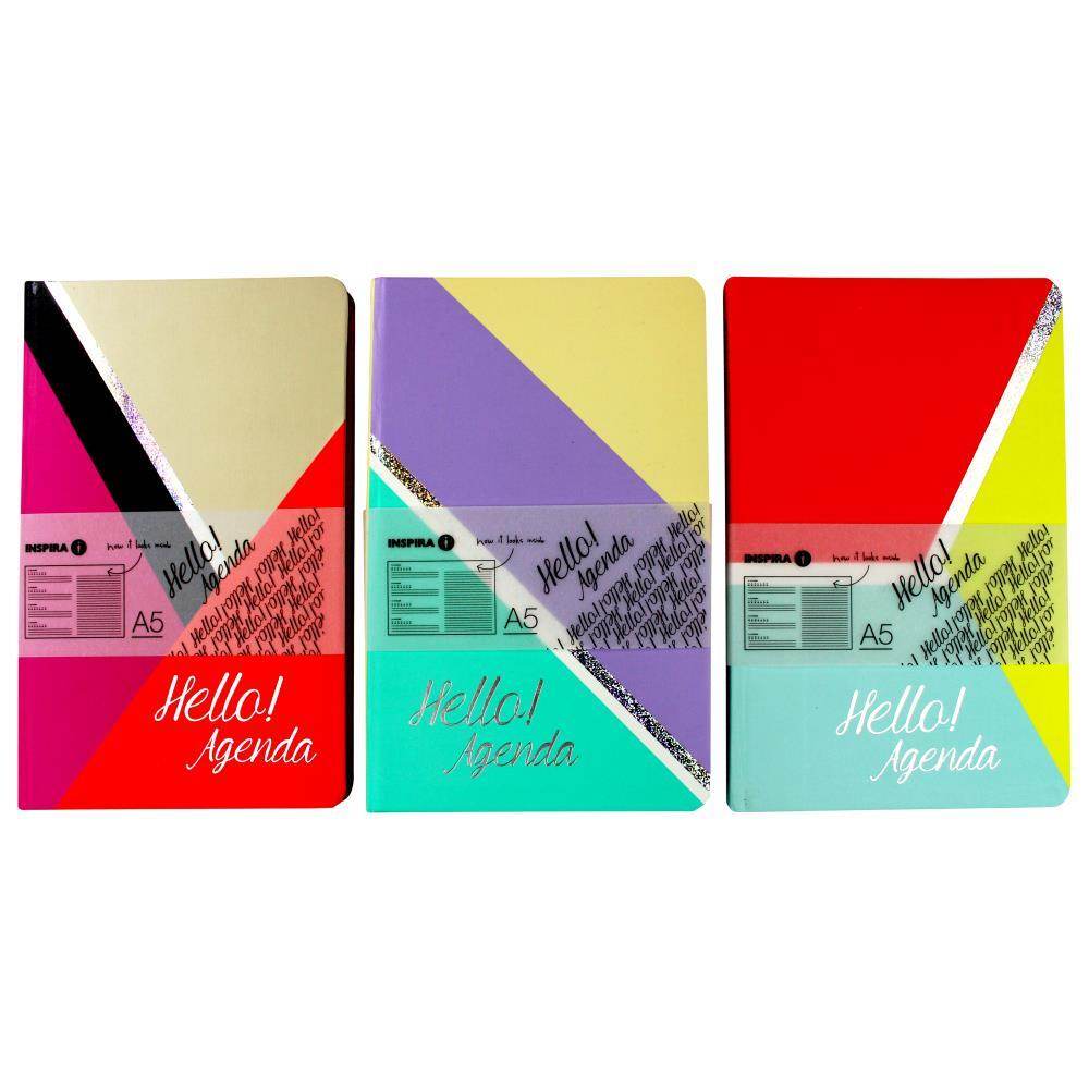 Inspira A5 Hello Agenda 96 Pages Dated Notebook - Assorted Colours - The Focus Station