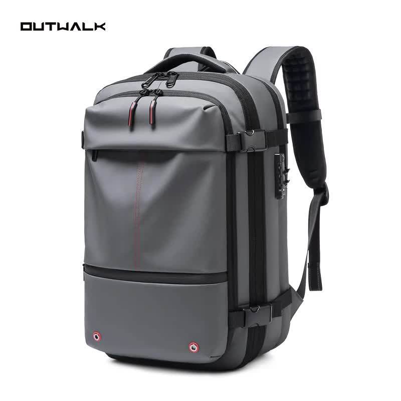 Grey Minimalist Laptop Backpack – Expandable, Water-Resistant & Anti-Theft | Fits 17-Inch Laptop | Ideal for Study, Work & Travel - The Focus Station