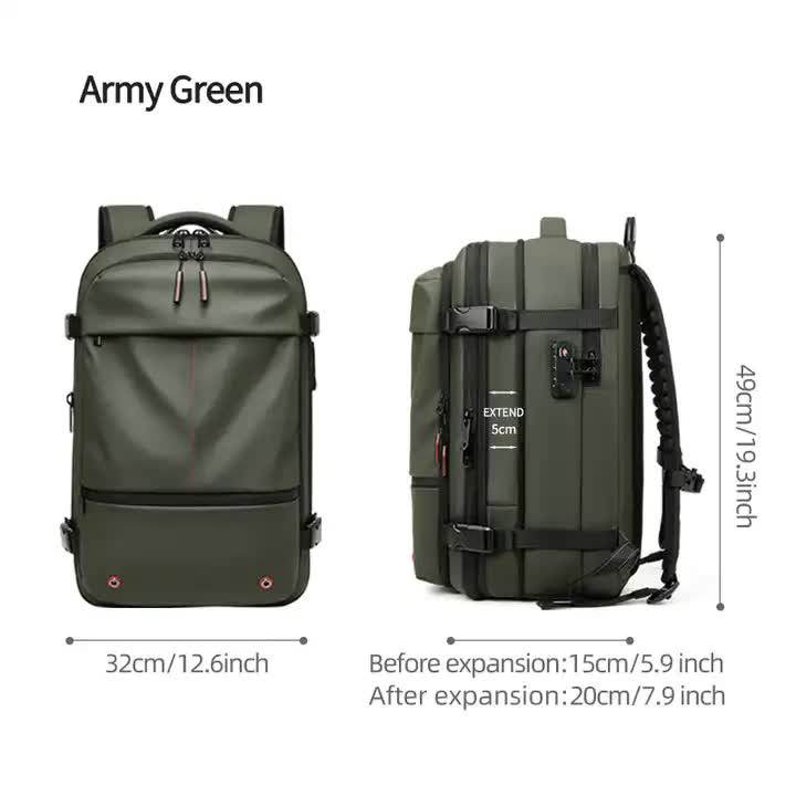 Army Green Minimalist Laptop Backpack – Expandable, Water-Resistant & Anti-Theft | Fits 17-Inch Laptop | Ideal for Study, Work & Travel - The Focus Station