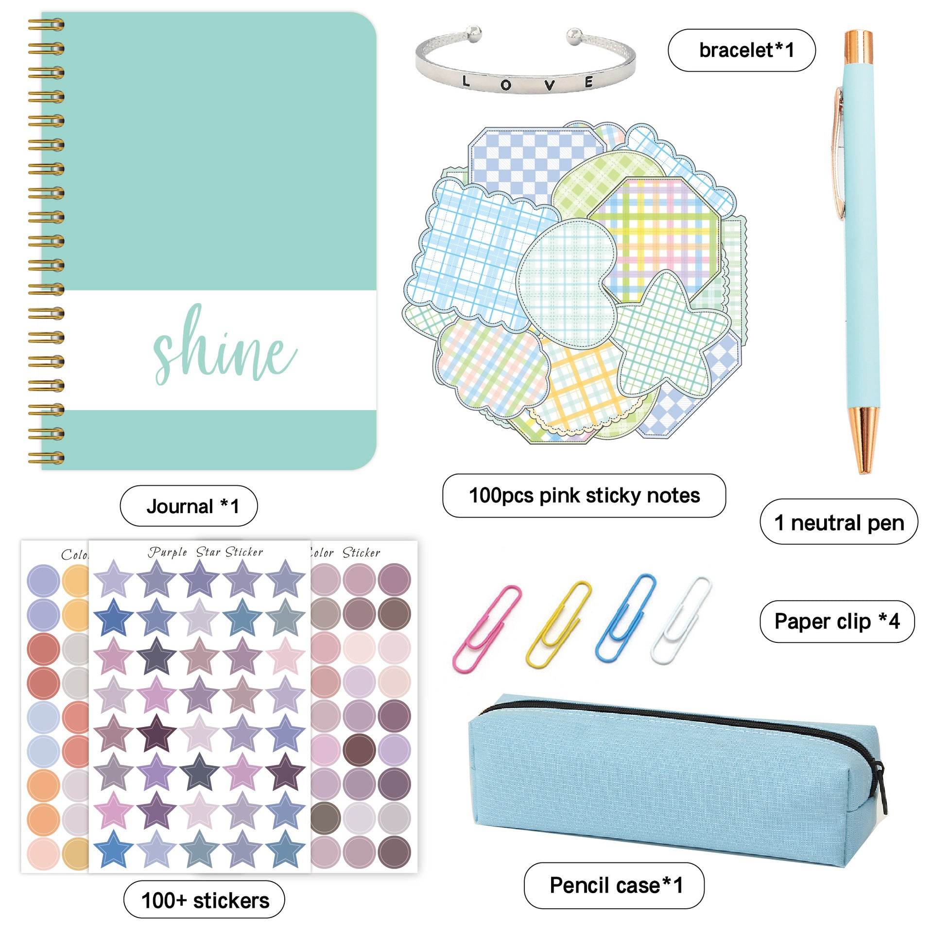 Kids Creative Journal Gift Set(Green) - Notebook, Pen, Stickers, and Accessories - The Focus Station