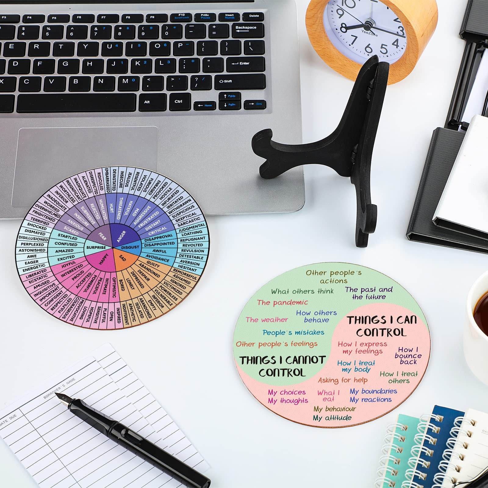 Emotion Wheel & Control Circle Set (2 PCS) – Personal Growth Tools with Display Stands - The Focus Station