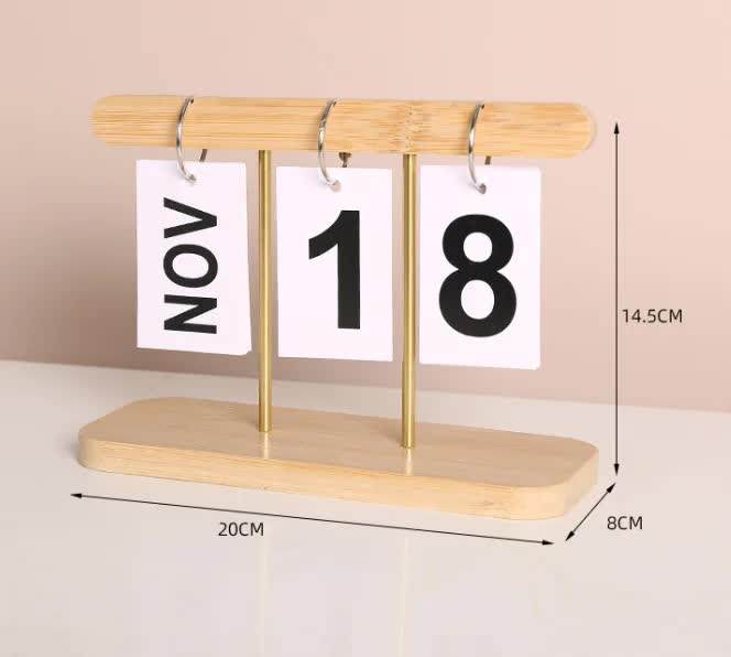 Wood Color Wooden Flip Calendar – Modern Minimalist Desk Decor - The Focus Station