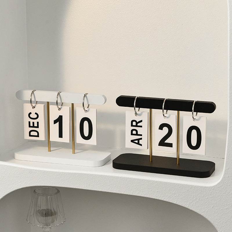 Wood Color Wooden Flip Calendar – Modern Minimalist Desk Decor - The Focus Station