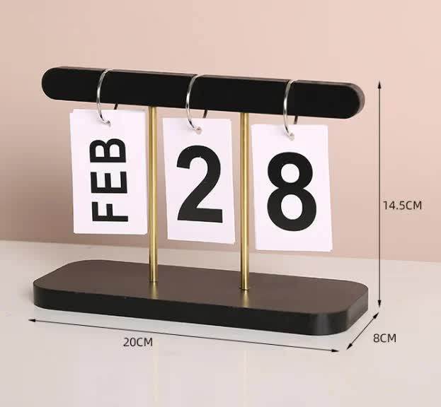 Black Wooden Flip Calendar – Modern Minimalist Desk Decor - The Focus Station