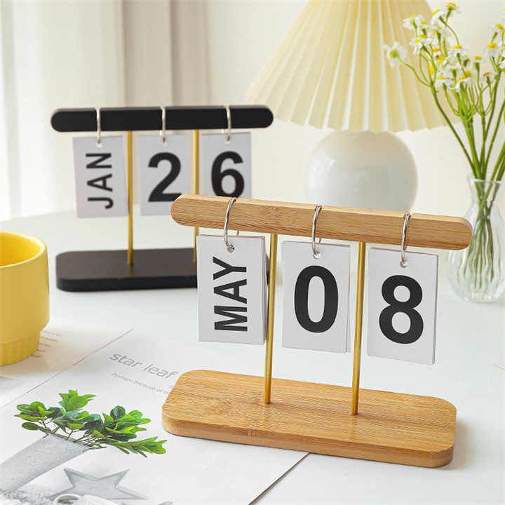Black Wooden Flip Calendar – Modern Minimalist Desk Decor - The Focus Station