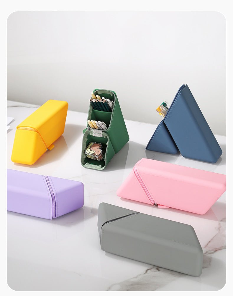 Yellow Transforming Silicone Pencil Case - Stand-Up Pen Holder & Stationery Organizer - Baby & Kids > Baby & Kids